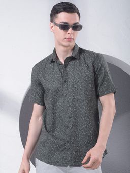CRIMSOUNE CLUB - Green Men Floral Print Shirt