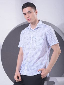 CRIMSOUNE CLUB - Men Half Sleeves Blue Printed Shirt