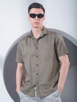 CRIMSOUNE CLUB - Men Olive Printed Shirt