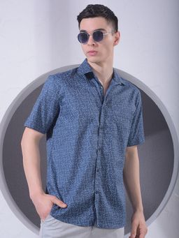 CRIMSOUNE CLUB - Men Blue Printed Shirt