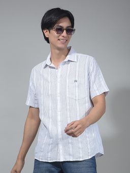 CRIMSOUNE CLUB - Men Vertical Striped White Shirt