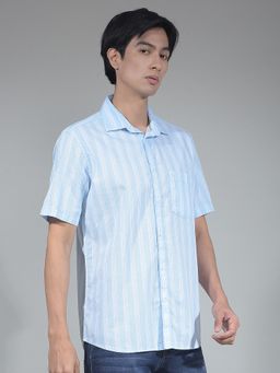 CRIMSOUNE CLUB - Blue Men Vertical Striped Shirt