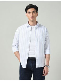 AD By Arvind - Blue Vertical Striped Lightweight Modern-Fit Shirt