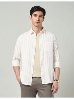 AD By Arvind - Yellow Feather-Light Vertical Striped Comfort Shirt