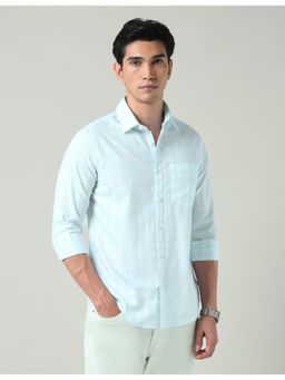 AD By Arvind - Blue Windowpane Checked Slim Fit Shirt