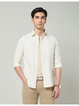 AD By Arvind - Yellow Vertical Striped Polished Twill Shirt