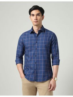 AD By Arvind - Navy Blue Abstract Subtle-Print Twill Shirt