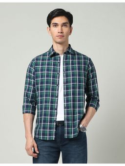 AD By Arvind - Green Tartan Checked Tailored Twill Shirt