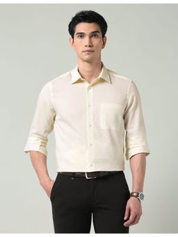 AD By Arvind - Yellow Solid Dobby Regular Fit Shirt