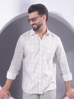 CRIMSOUNE CLUB - Men Beige Polka-Dots Shirt