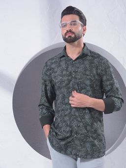 CRIMSOUNE CLUB - Men Green Full Sleeves Floral Print Shirt