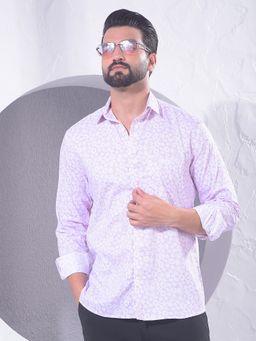 CRIMSOUNE CLUB - Men Floral Print Modal Pink Shirt