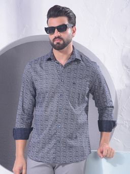 CRIMSOUNE CLUB - Men Navy Blue Printed Shirt