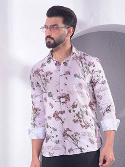 CRIMSOUNE CLUB - Men Mauve Floral Print Shirt