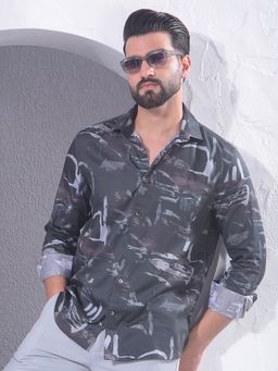 CRIMSOUNE CLUB - Grey Men Printed Shirt