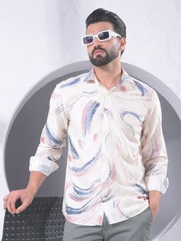 CRIMSOUNE CLUB - Men Printed Beige Shirt