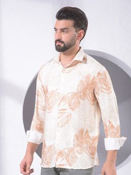 CRIMSOUNE CLUB - Men Brown Floral Print Shirt