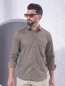 CRIMSOUNE CLUB - Men Brown Geometric Print Shirt