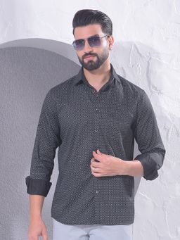 CRIMSOUNE CLUB - Men Black Abstract Print Modal Shirt