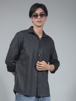 CRIMSOUNE CLUB - Men Black Floral Print Shirt