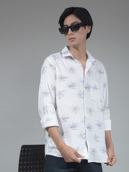 CRIMSOUNE CLUB - Men White Floral Print Shirt