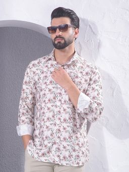 CRIMSOUNE CLUB - Men Maroon Floral Print Shirt