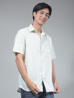 CRIMSOUNE CLUB - Men Floral Print Green Modal Shirt