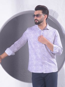 CRIMSOUNE CLUB - Men Purple Floral Print Shirt