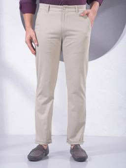 CRIMSOUNE CLUB - Men Beige Straight Trouser