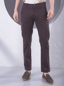 CRIMSOUNE CLUB - Men Brown Solid Straight Trouser