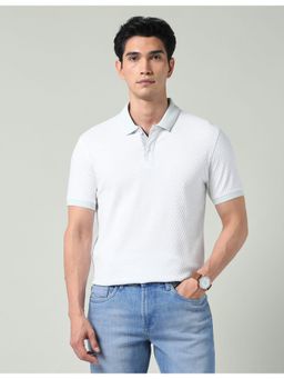 AD By Arvind - Green Textured Slim Fit Polo T-Shirt