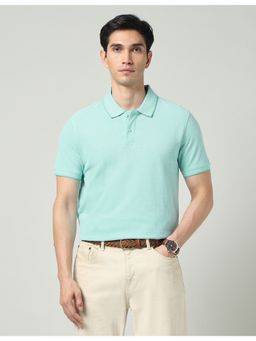 AD By Arvind - Men Blue Solid Slim Fit Polo T-Shirt