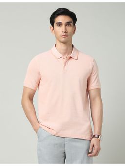 AD By Arvind - Orange Solid Slim Fit Polo T-Shirt