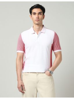 AD By Arvind - Red Striped Slim Fit Polo T-Shirt