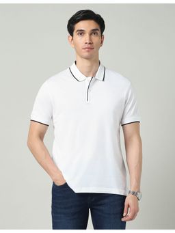 AD By Arvind - White Solid Slim Fit Polo T-Shirt