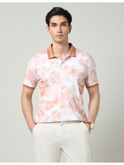 AD By Arvind - Rust Floral Printed Slim Fit Polo T-Shirt