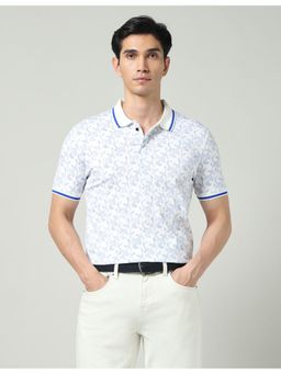 AD By Arvind - Blue Abstract Printed Slim Fit Polo T-Shirt