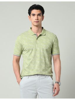 AD By Arvind - Men Green Geometric Printed Slim Fit Polo T-Shirt