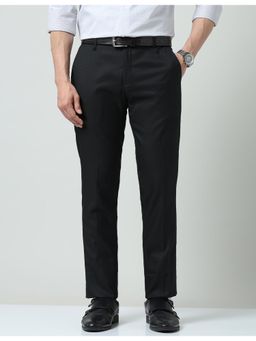 AD By Arvind - Textured Dobby Men Regular Fit Black Trouser