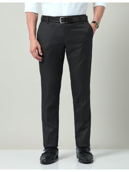 AD By Arvind - Solid Dobby Men Regular Fit Black Trouser