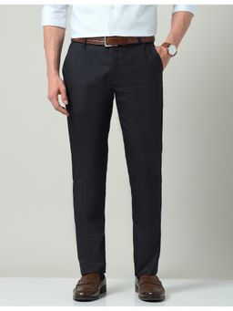 AD By Arvind - Solid Dobby Men Regular Fit Blue Trouser