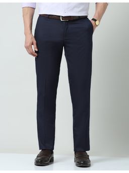 AD By Arvind - Textured Dobby Blue Regular Fit Trouser