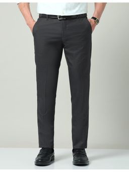 AD By Arvind - Striped Dobby Regular Fit Grey Trouser