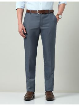 AD By Arvind - Textured Dobby Regular Fit Blue Trouser