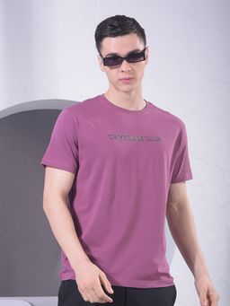 CRIMSOUNE CLUB - Men Purple Typographic Print T-Shirt