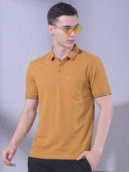 CRIMSOUNE CLUB - Men Mustard Polo Neck T-Shirt