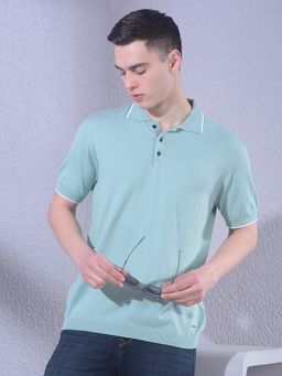 CRIMSOUNE CLUB - Men Green Polo Neck T-Shirt