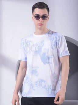 CRIMSOUNE CLUB - Men Blue Typographic Print T-Shirt