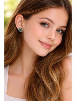 Miora - Green Vintage floral Studs Earrings
