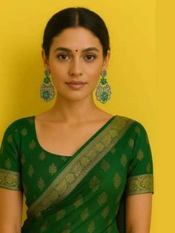 Miora - Green Stone Floral Earrings
